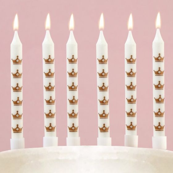 Свечи в торт &quot;С Днем рождения&quot;, короны, 6 шт