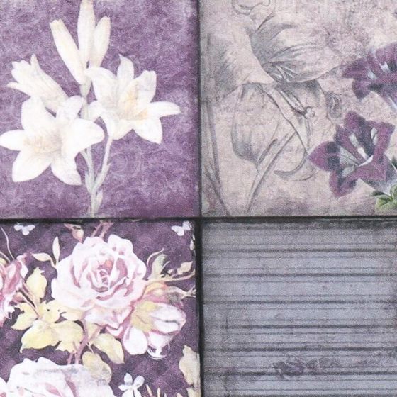 !09 Декупажная карта (набор 15 листов) "Цветочные квадраты" плотность 45 г/м2 формат А4