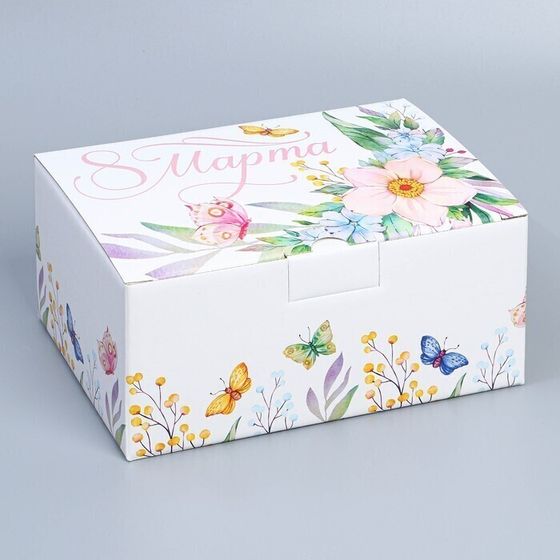 !09 Коробка-пенал (набор 3 штуки) сборная «С 8 марта» 20 х 15 х 10 см.
