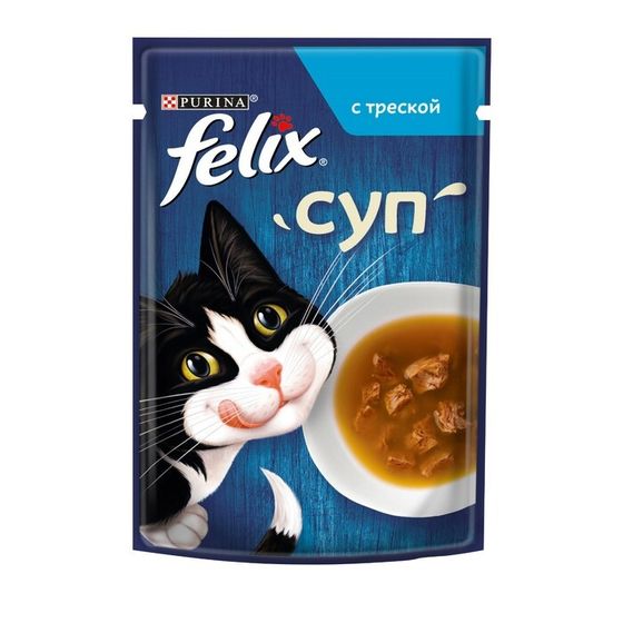 Влажный корм Felix Суп с треской, для кошек, 48 г