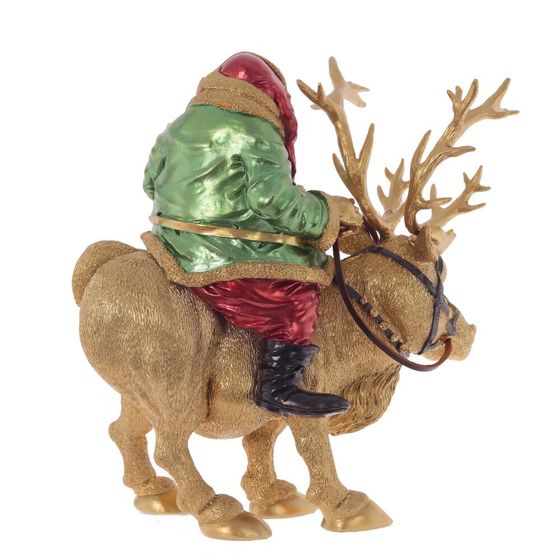Фигурка декоративная "Дед Мороз на олене", L22 W15 H24 см