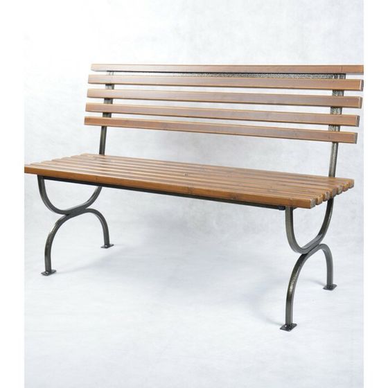 Скамейка для дачи со спинкой &quot;Стандартная&quot; 130х55х80см, деревянная, каркас металл, уличная