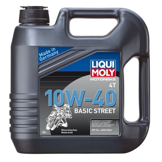 Моторное масло для 4-тактных мотоциклов LiquiMoly Motorbike 4T Basic Street 10W-40 SL;JASO MA2 минеральное, 4 л (3046)