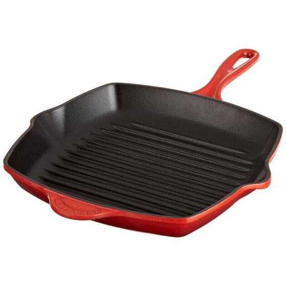 Le Creuset Grillpfanne 26 cm quadratisch Gusseisen kirschrot