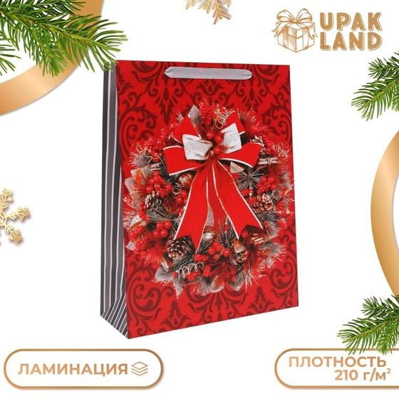 Пакет подарочный, ламинированный, &quot;Венок&quot;,31 х 40 х 11,5 см.