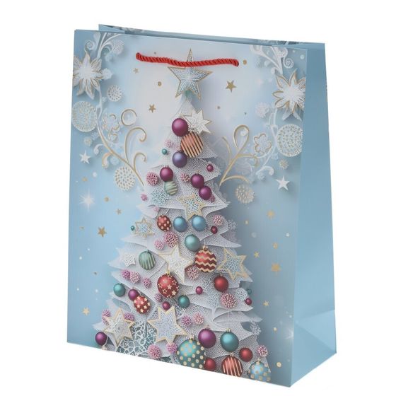 Пакет подарочный (бумага 210г/м2, блок 12шт), L30 W12 H39 см, 4в.