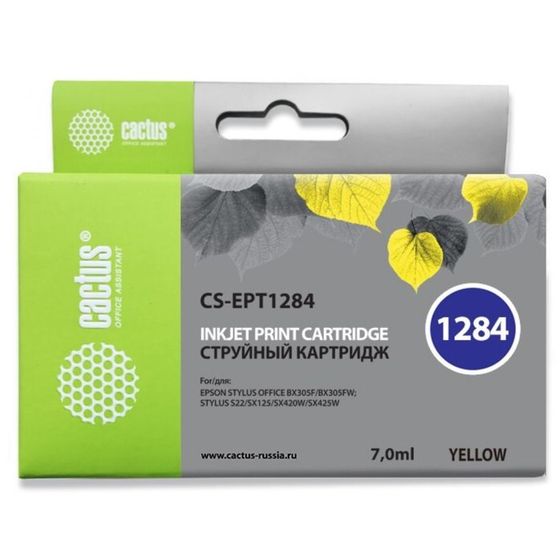 Картридж струйный Cactus CS-EPT1284 желтый для Epson Stylus S22/S125/SX420/SX425/Office BX305 (7мл)