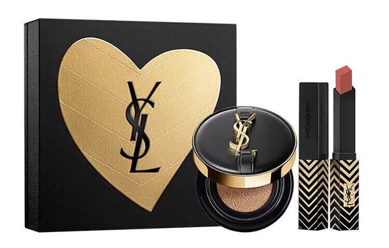 SAINT LAURENT Leather Air Cushion Valentine&#39;s Day Makeup Limited Edition Gift Boxes #B20 14g+#N°302 2g