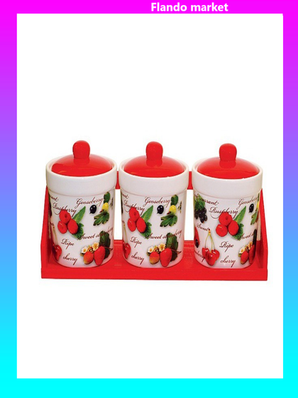 !09 БАНКИ ДЛЯ СЫПУЧИХ ПРОДУКТОВ, НАБОР 3ШТ.,500 мл. "САДОВАЯ ЯГОДА" банки круглые