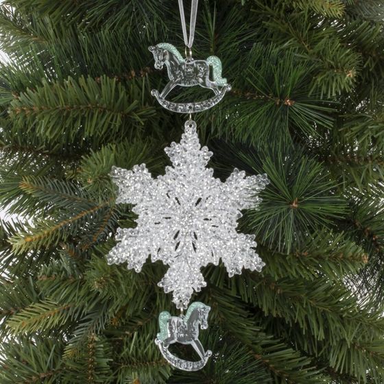 Украшение новогоднеe подвеска&quot;Снежинка с лошадками&quot;, L11,5 W0,5 H24 см,