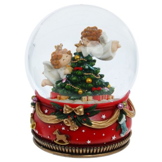 Фигурка декор в стекл шаре &quot;Ангелочки&quot; (муз с ключ), D15 см, L15 W15 H20,5 см