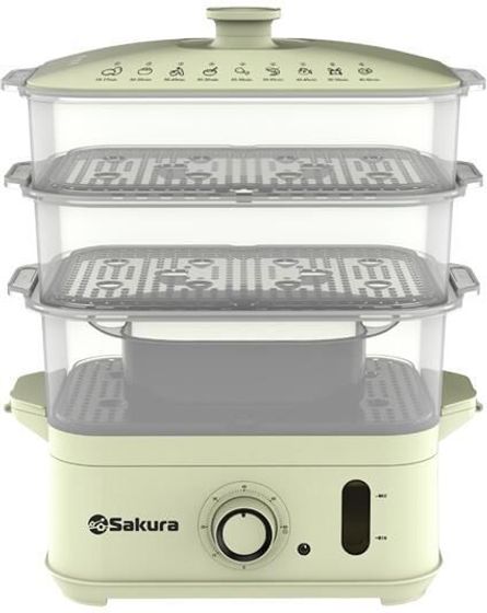 Пароварка Sakura SA-7217W 14л 900Вт белый молочный