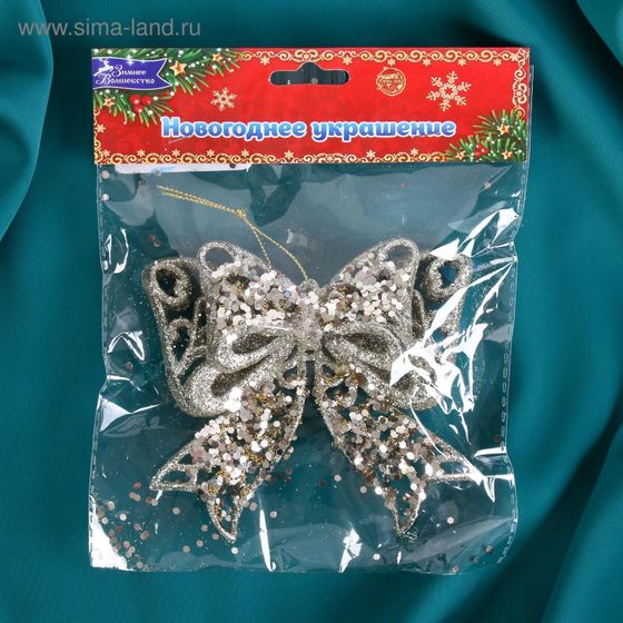 !09 Украшение ёлочное (набор 2 штуки) "Сияющая глазурь - бант" 11,5х10,5 см, золото