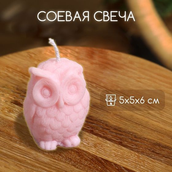 Свеча &quot;Сова&quot; 5х5х6 см, соевый воск МИКС