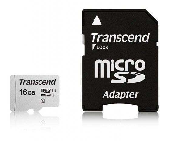 Карта памяти microSDHC 16Gb Transcend TS16GUSD300S + адаптер (TS16GUSD300S-A)