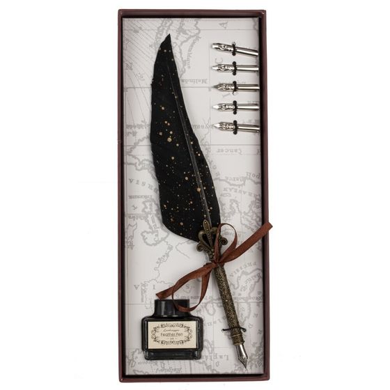 Набор подарочный: ручка перьевая, 5 наконечников, чернильница, Д28 Ш11,5 В3,5 см