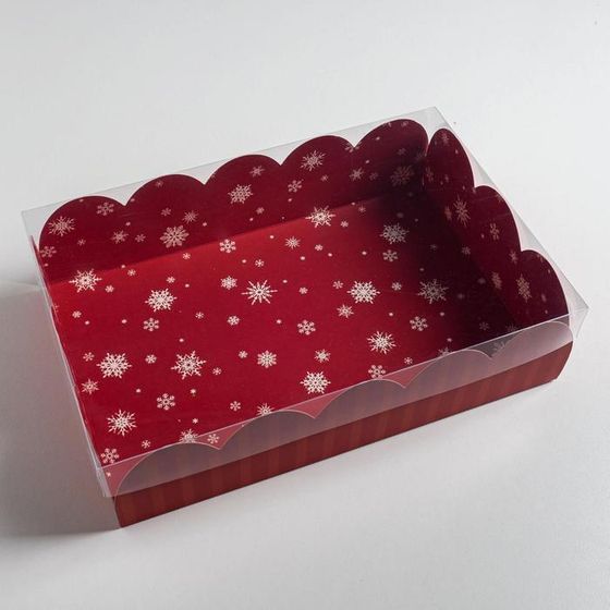 !09 Коробка подарочная с PVC крышкой (набор 4 штуки) «С Новым годом», 20 × 30 × 8 см.