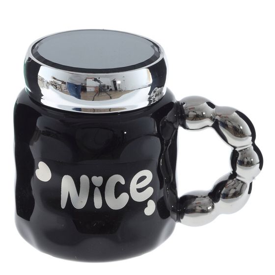 Кружка с крышкой, L6,8 W6,8 H10,8 см, цвет микс