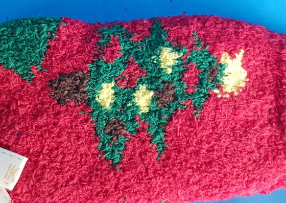 !09 Носки женские (махра) новогодние "Елочка" размер 36-40 цвет красный