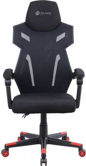 Кресло игровое Oklick 111G черный/красный сиденье черный сетка/ткань с подголов. крестов. пластик черный