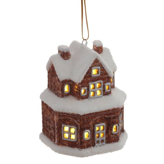Изделие декоративное подвесное "Домик" (подсветка, 2xLR44), L7,5 W5,5 H9 см, 2в.
