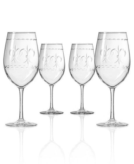 Fleur De Lis All Purpose Wine Glass 18oz - Set of 4 Glasses