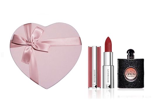 GIVENCHY Silk/Lambskin/Red Velvet Lipstick Makeup Sets Long-Lasting Complexion Brightening Skin Tone Pink Heart Box