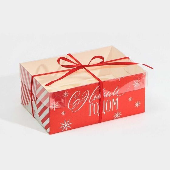 !09 Коробка (набор 5 штук) для капкейка на 6 ячеек «Поздравляю с НГ», 23 × 16 × 10 см.