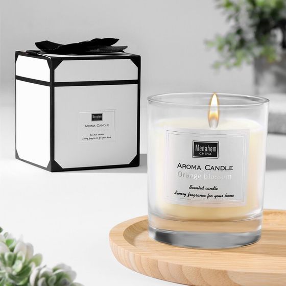 Свеча ароматическая &quot;Aroma Candle&quot;, цветок апельсина, 8х9 см