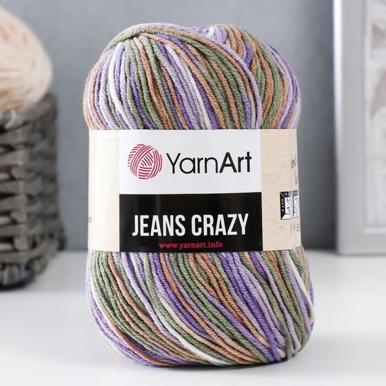 Пряжа &quot;Jeans crazy&quot; 55% хлопок, 45% акрил 160м/50гр (7207 фиолет-сир-зел.)