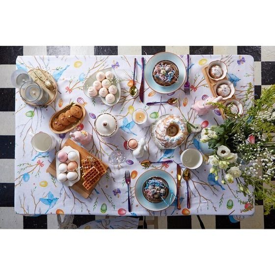 !09 Скатерть Happy Easter 144х250 см, 100% хлопок, 164 г/м2