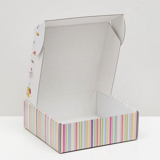 !Коробка самосборная &quot;С днём рождения!&quot;, 23 х 23 х 8 см