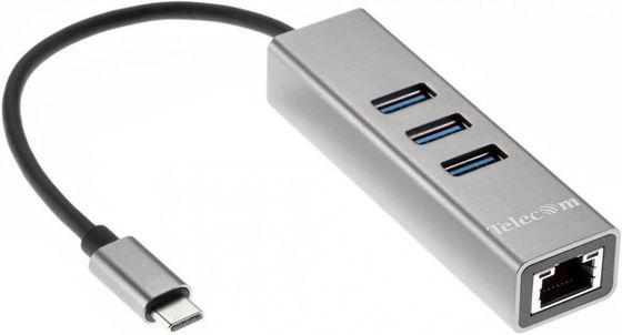 Адаптер Telecom TA311C 3хUSB 3.0/RJ-45 - USB Type-C