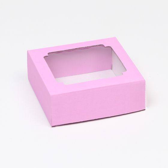 !Коробка подарочная 2 штуки крышка-дно, с окном 14,5 х 14,5 х 6 см цвет сиреневый