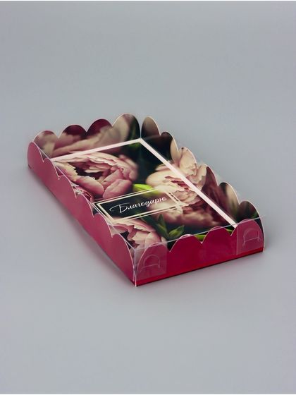 Коробка для печенья, кондитерская упаковка, «Цветочки», 10.5×20×3 см