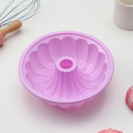 !09 Форма для выпечки «Немецкий кекс. Завиток», силикон, 20×6 см, цвет розовый
