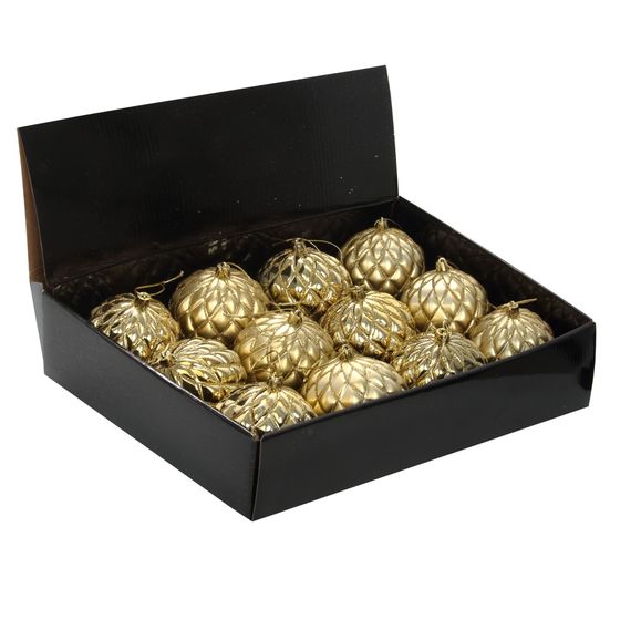 Набор из 12шт Украшение новогоднее Шар "Золотая сетка", D8 см, L35 W29 H9 см