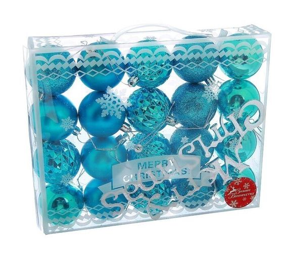 !09 Набор елочных игрушек(20 штук): Ёлочные игрушки &quot;Нобиле&quot; d=6 см, цвет бирюзовый