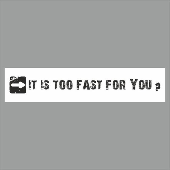 Полоса на лобовое стекло &quot;IT IS TOO FAST FOR YOU?&quot;, белая, 1600 х 170 мм