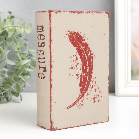 Шкатулка книга-сейф «Перо», дерево, искусственная кожа, 17×11×5 см