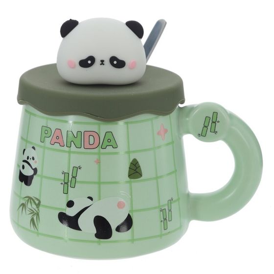 Кружка с крышкой и ложкой, 420 мл, L14 W10 H12,5 см