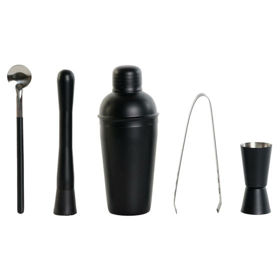 Коллекция для приготовления коктейлей DKD Home Decor черная антипригарная сталь 500 мл 8 x 8 x 20 см