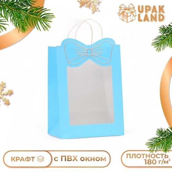 Пакет подарочный новогодний с оком &quot;Бант&quot;, 30 х 22 х 14 см.