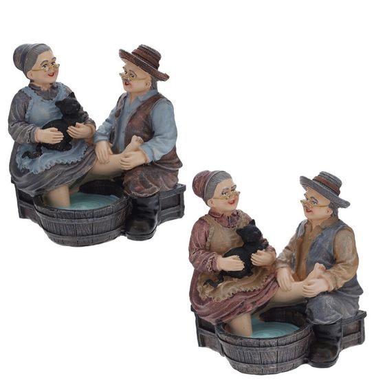 Фигурка декоративная "Бабушка с дедушкой", Д11,5 Ш9,5 В12 см, 1 штука, дизайн микс