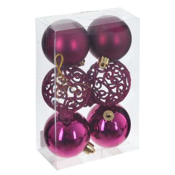 Набор из 6шт Украшение новогоднее "Шар", D 6 см, L17,5 W6 H11,5 см