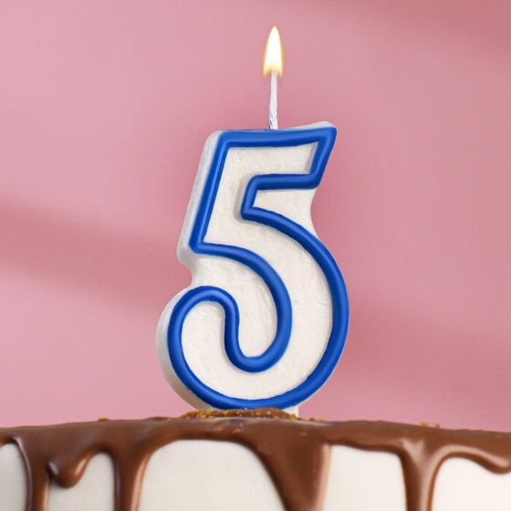 Свеча для торта «Цифра 5», 7 см, МИКС