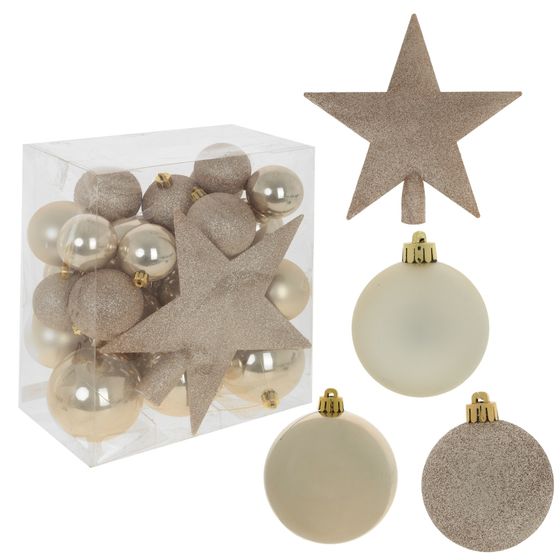 Набор из 30шт Украшение новогоднее &quot;Шары и звезда&quot;, D5/6/8 см, L21 W13 H25 см