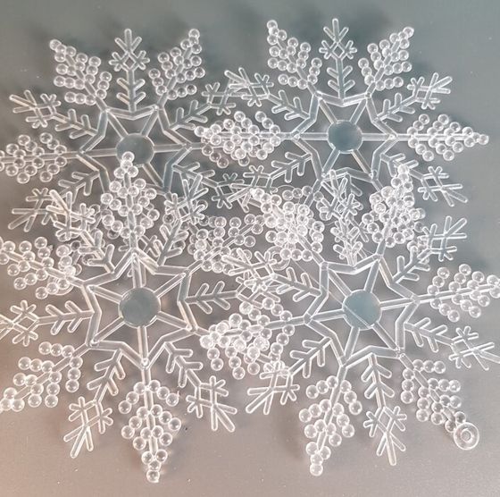 !09 НАБОР 6 ШТУК - НАБОР ЕЛОЧНЫХ УКРАШЕНИЙ &quot;CLASSIC WHITE&quot; - СНЕЖИНКА 10 СМ. ПРОЗРАЧНЫЙ