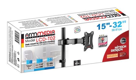 Кронштейн для мониторов Arm Media LCD-T02 черный 15&quot;-32&quot; макс.7кг настольный поворот и наклон