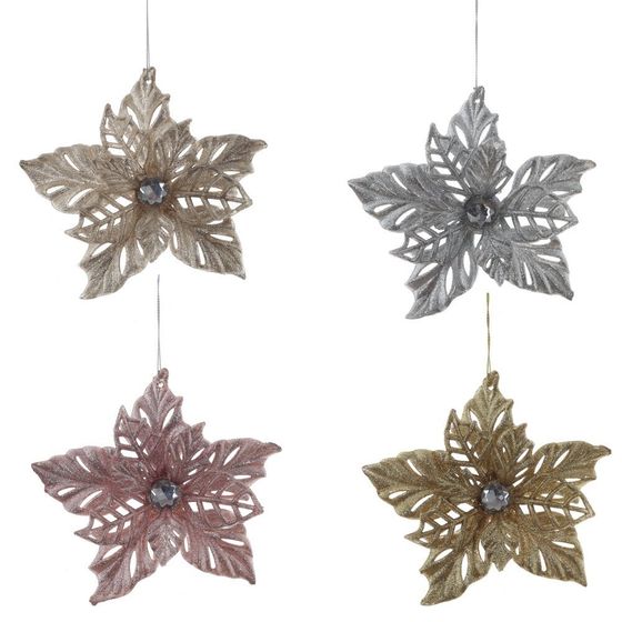 Украшение новогоднее &quot;Пуансеттия&quot;, L14 W4 H14 см, 4в.